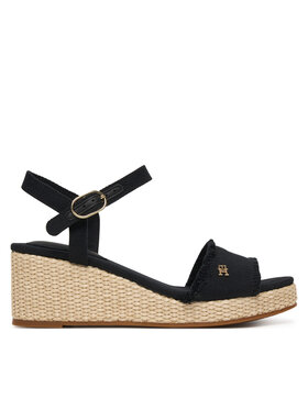 Tommy Hilfiger Tommy Hilfiger Sandale Mid Woven Wedge Espad Fringe FW0FW09470 Negru