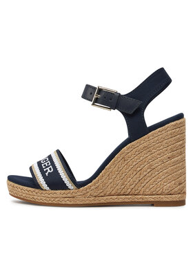 Tommy Hilfiger Espadrile Mono Webbing High Wedge Sandal FW0FW08046 Mornarsko Modra