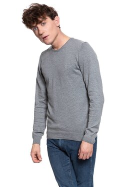 Mustang Mustang Sweter BASIC C-NECK JUMPER Szary Regular Fit