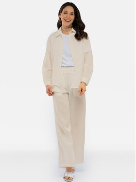 Perso Perso Sada košile a látkové kalhoty SET232811F Béžová Regular Fit