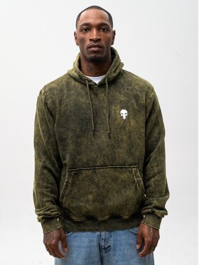 Marvel Marvel Bluza Oliwkowa Punisher Acid Wash Kangurka 131803 Khaki Regular Fit