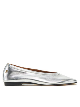 Tommy Hilfiger Tommy Hilfiger Balerini Soft Metal Lthr Ballerina No Bow FW0FW08601 Argintiu