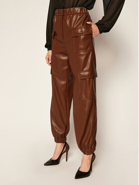 MSGM MSGM Pantaloni in similpelle 2941MDP04 207652 Marrone Regular Fit