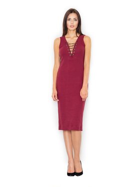 FIGL FIGL Sukienka M487 Bordowy Slim Fit