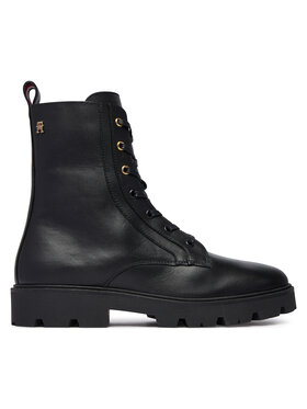 Tommy Hilfiger Tommy Hilfiger Зимни обувки TH Stud Leather Lace-Up Boot FW0FW09571 Черен