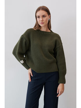 Fobya Fobya Sweter F2057 Zielony Basic Fit