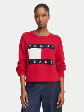 Tommy Jeans Tommy Jeans Sveter Flag DW0DW23450 Červená Regular Fit
