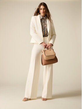 Oltre Oltre Pantaloni di tessuto P04ZR009467N021 Bianco Baggy Fit