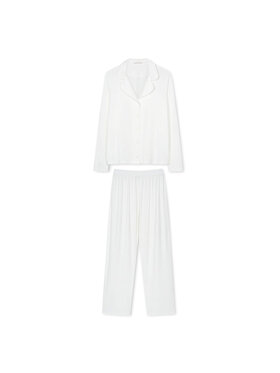 White pocket White pocket Piżama z wiskozy Écru Regular Fit