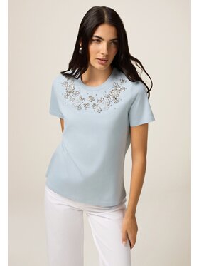 Oltre Oltre T-Shirt G403J004197N004 Turkusowy Regular Fit