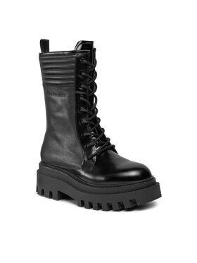 Calvin Klein Jeans Calvin Klein Jeans Členková obuv Flatform Knee Boot Laceup Lth Wn YW0YW01137 Čierna