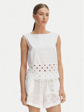 Max Mara Beachwear Max Mara Beachwear Top Maggio 2616161039 Biały Regular Fit