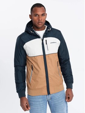 Ombre Ombre Kurtka przejściowa OM-JANP-0194 Brązowy Regular Fit