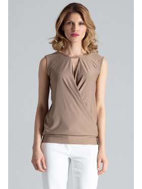 FIGL FIGL Bluzka M337 Beżowy Regular Fit