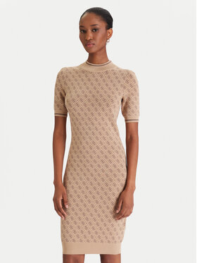 Guess Guess Vestito di maglia W3YK39 Z37K0 Beige Slim Fit