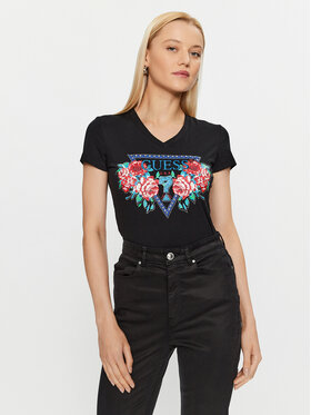 Guess Guess Tričko W3BI56 J1314 Čierna Slim Fit