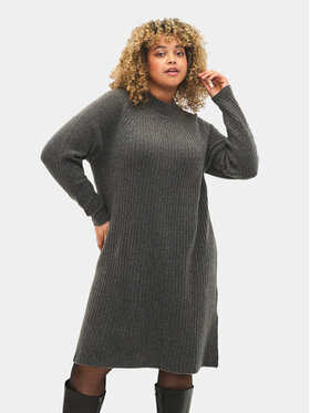 Zizzi Zizzi Плетена рокля M61087J Сив Regular Fit