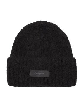 Calvin Klein Calvin Klein Čepice SATIN LABEL WOOL-BLEND BEANIE K60K611161 Černá
