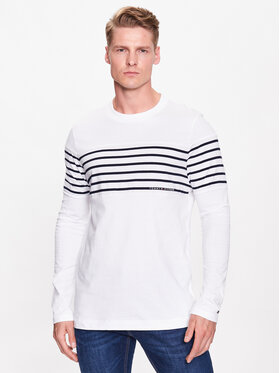 Tommy Hilfiger Tommy Hilfiger Longsleeve Placement Striped MW0MW30062 Biały Regular Fit