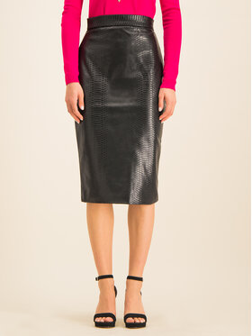 Guess Guess Sukňa z imitácie kože Fatima W01D76 WCKL0 Čierna Slim Fit