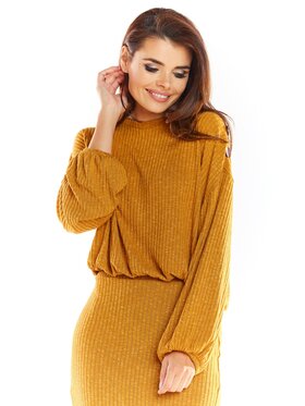 Awama Awama Sweter A318 Brązowy Basic Fit