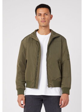 Wrangler Wrangler Kurtka przejściowa BOMBER JACKET Zielony Regular Fit