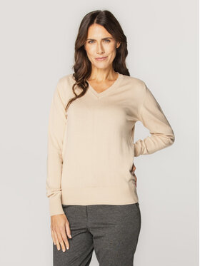 Willsoor Willsoor Sweter 88443 Beżowy Regular Fit