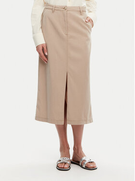 Tommy Hilfiger Tommy Hilfiger Midi sukňa WW0WW44726 Béžová Regular Fit