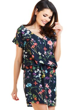 Awama Awama Sukienka letnia A264 Granatowy Basic Fit
