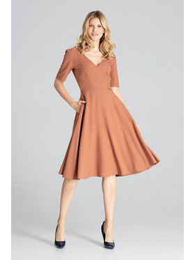 FIGL FIGL Sukienka M673 Brązowy Regular Fit