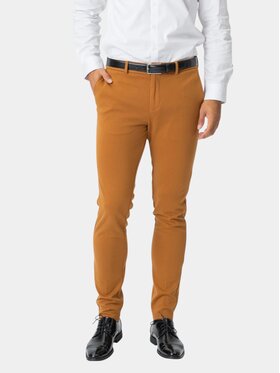 TeeShoppen TeeShoppen Spodnie garniturowe 'Perform Collection' Brązowy Slim Fit