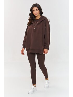 Makadamia Makadamia Komplet bluza, bluzka i legginsy A8 Brązowy Loose Fit