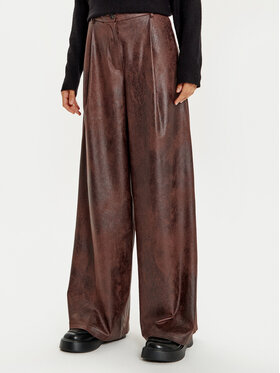 Haveone Haveone Tehisnahast püksid PVI-M062 Pruun Wide Leg