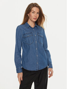 Sisley Sisley Τζιν πουκάμισο 5FV6LQ028 Μπλε Regular Fit