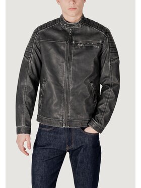 Jack&Jones Jack&Jones Μπουφάν δερμάτινο JJEROCKY WASHED PU JACKET NOOS Μαύρο Regular Fit
