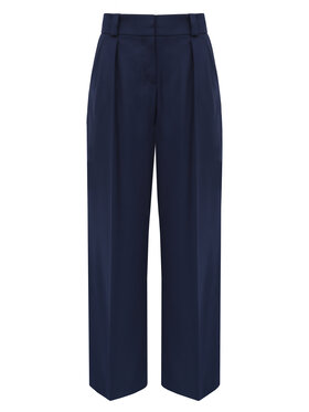 Entelier Entelier Spodnie garniturowe Enzo proste z zaszewkami Granatowy Modern Relaxed Fit