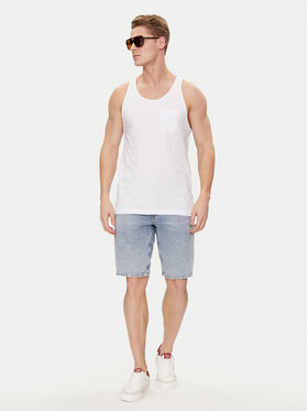 Jack&Jones Majica Brez Rokavov Tampa Slub 12252180 Bela Standard Fit