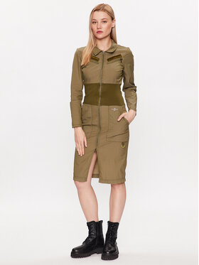 Aeronautica Militare Aeronautica Militare Sukienka koszulowa 231VE081DCT2987 Zielony Slim Fit
