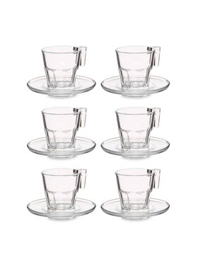 MIAhome MIAhome Komplet filiżanek ze spodkiem 6 szt. Espresso Przezroczysty
