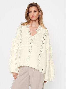 TWINSET TWINSET Pončo 232TP3540 Écru Relaxed Fit