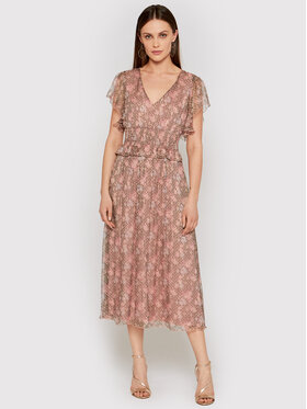 Nissa Nissa Poletna obleka RC12128 Roza Regular Fit