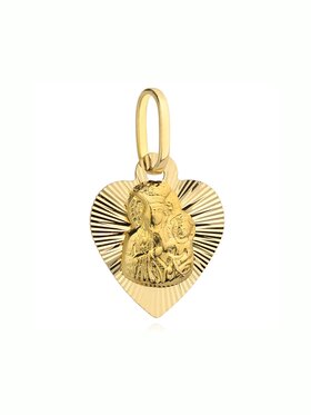 Fugart Fugart Naszyjnik Medalik z żółtego złota Matka Boska Częstochowska w sercu FUG5-9-M00092-2 Złoty