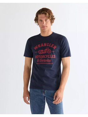 Wrangler Wrangler T-Shirt AMERICANA TEE Niebieski Regular Fit
