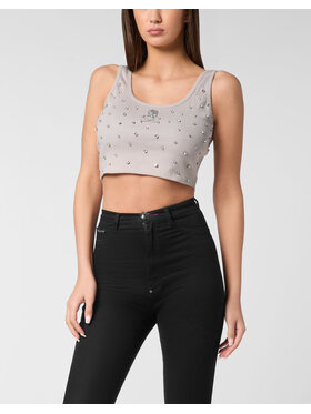PHILIPP PLEIN PHILIPP PLEIN Tank top 23591 Beżowy Skin Tight Fit