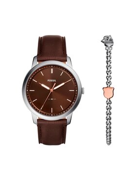 Fossil Fossil Σετ Ρολόι & Βραχιόλι Minimalist FS6019SET Καφέ