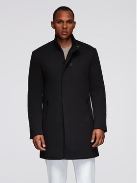Ombre Ombre Płaszcz przejściowy OM-COWC-0136 Czarny Regular Fit