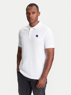 KARL LAGERFELD KARL LAGERFELD Тениска с яка и копчета 745022 553231 Бял Regular Fit