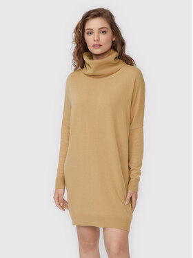 Kontatto Kontatto Sukienka dzianinowa 3M7666 Beżowy Regular Fit