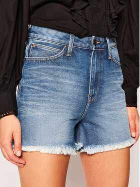 Lee Lee Szorty jeansowe Mom L37MGAPE 112108022 Granatowy Regular Fit