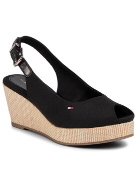 Tommy Hilfiger Tommy Hilfiger Espadrilles Iconic Elba Sling Back Wedge FW0FW04788 Melns